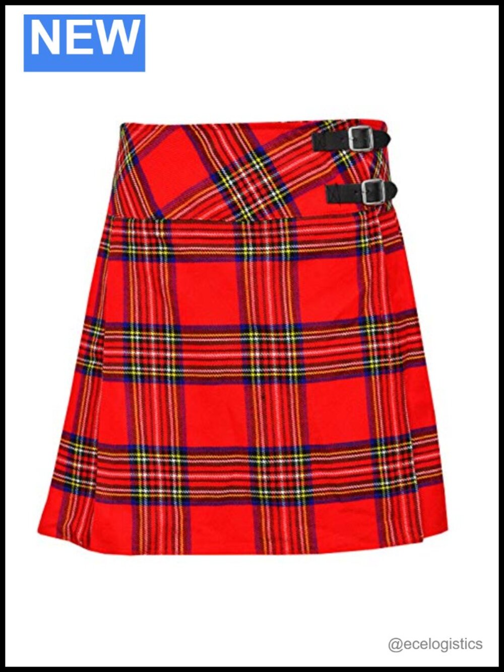 Kilt for Women Scottish Pleated Tartan Skirt Adjustable Buckle Closure